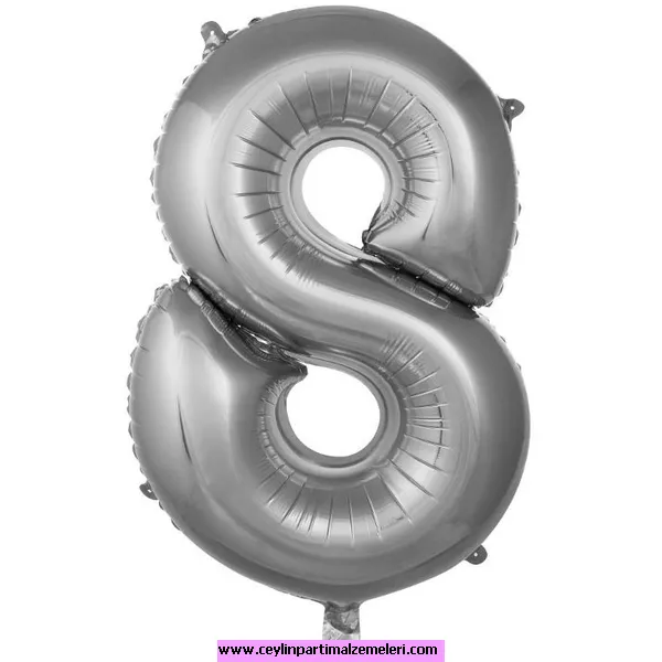 8 Rakam Gümüş Folyo Balon